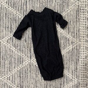 Charcoal ribbed Knit Baby Gown